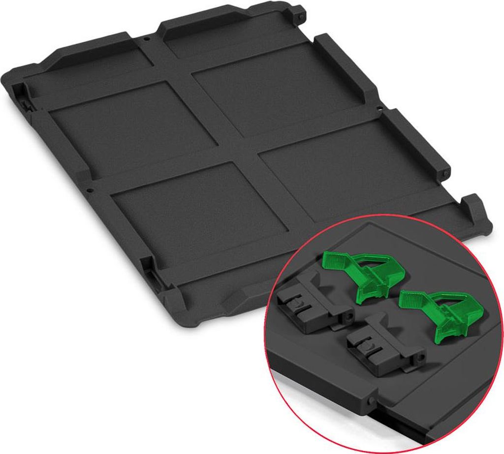 Scharnierdeckel Set Eurobox NextGen mit 2 grünen Schiebeschnappverschlüssen | BxT 30x40cm | Schwarz | Eurobehälter, Transportbox, Transportbehä...