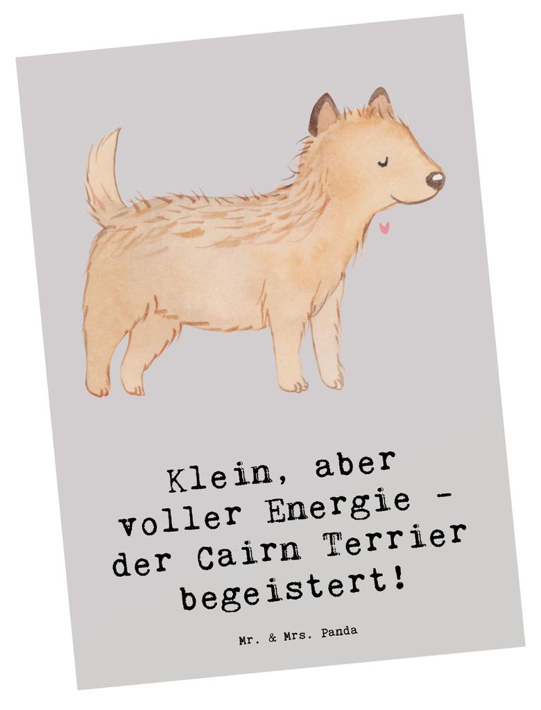 Mr. & Mrs. Panda Postkarte Cairn Terrier - Grau Pastell - Geschenk, Hundewahnsinn, Energiereiche Hunde, lebhaft, einzelkarte, Ansichtskarte, Hunder...
