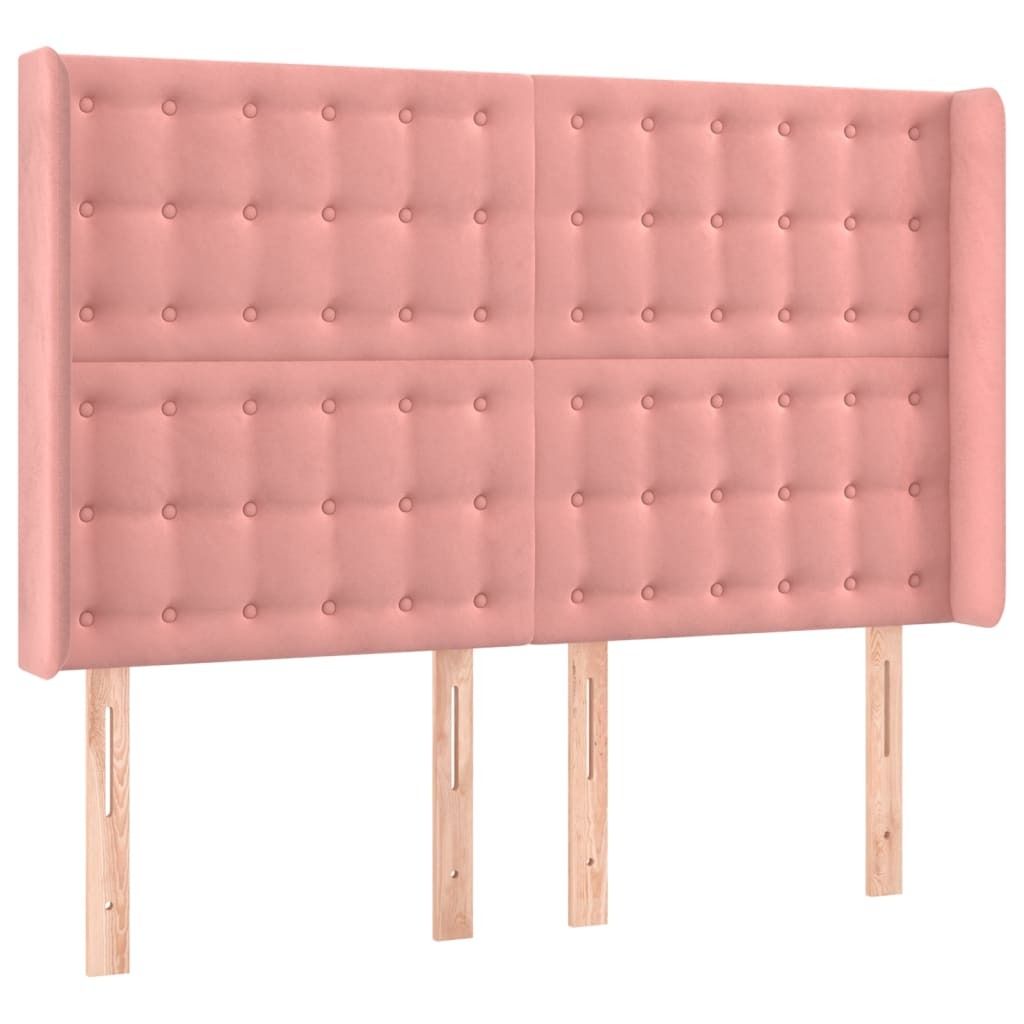 vidaXL Kopfteil mit Ohren Rosa 147x16x118/128 cm Samt