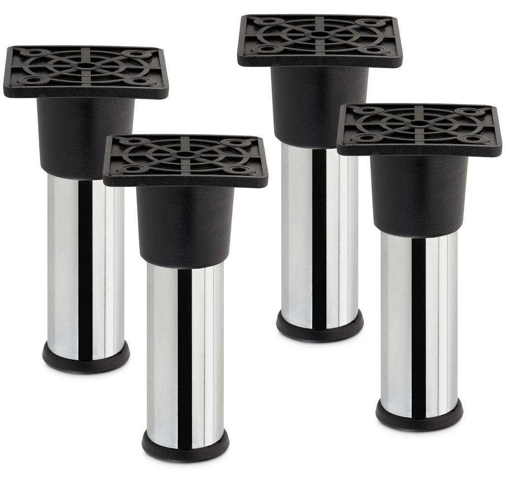 SOTECH Möbelfuß Alfa Ø 25 mm Höhe 100 mm Chrom poliert – höhenverstellbarer Sockelfuß, Stahl (4 Stück)
