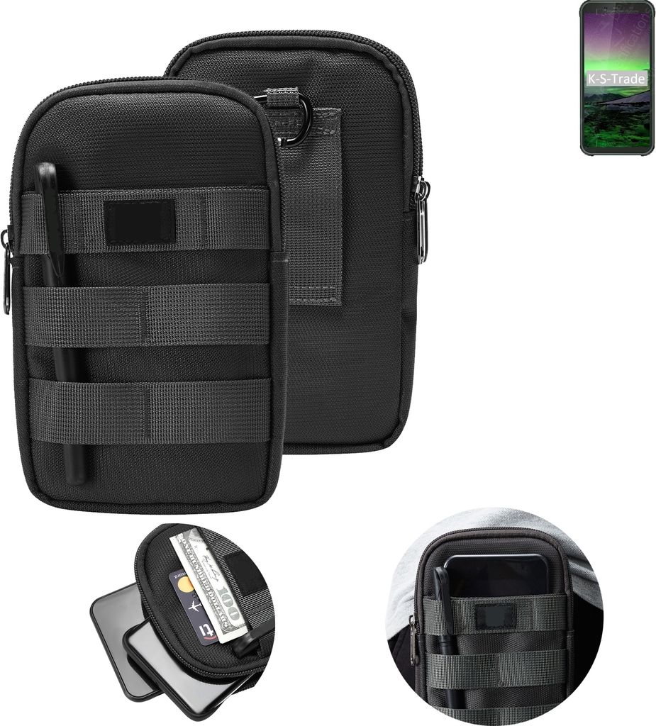 K-S-Trade Holster Gürtel Tasche kompatibel mit Blackview BV5500 Pro Handy Tasche Schutz Hülle dunkel-grau viele Fächer, 1x
