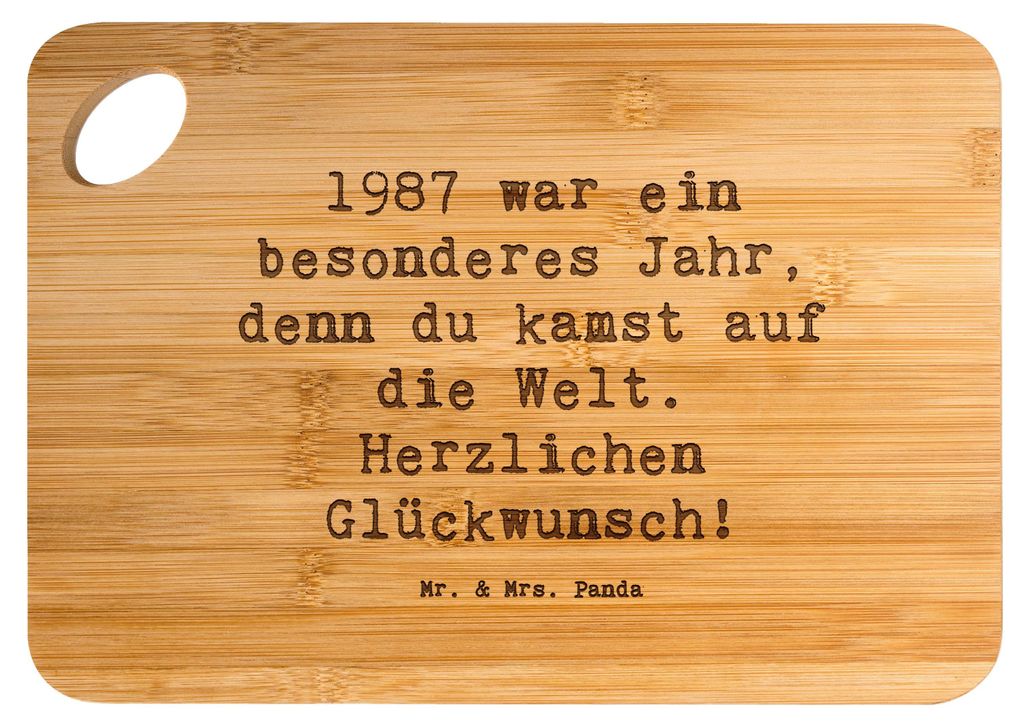 Mr. & Mrs. Panda brotzeitbrettchen Spruch 1987 Geburtstag - Transparent - Geschenk, du kamst auf die Welt, schneidunterlage, Glückwunsch, Brett, S...