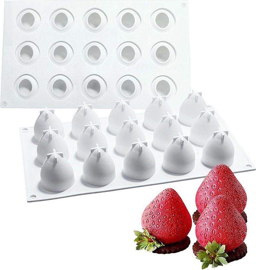 CANDeal 2pcs Erdbeer Backform. Silikon Handgemachte Süßigkeiten Gelee , Erdbeeren Form Für Cupcake, Fondant Erdbeer Silikon Form