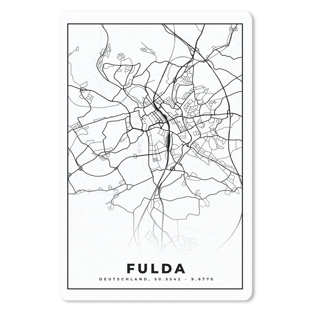 MuchoWow Mauspad Mousepad Karte - Fulda - Karte - Stadtplan 40x60 cm - Mousepads - Maus Mat - Pad - Mausunterlage - Schreibtisch Accesoire