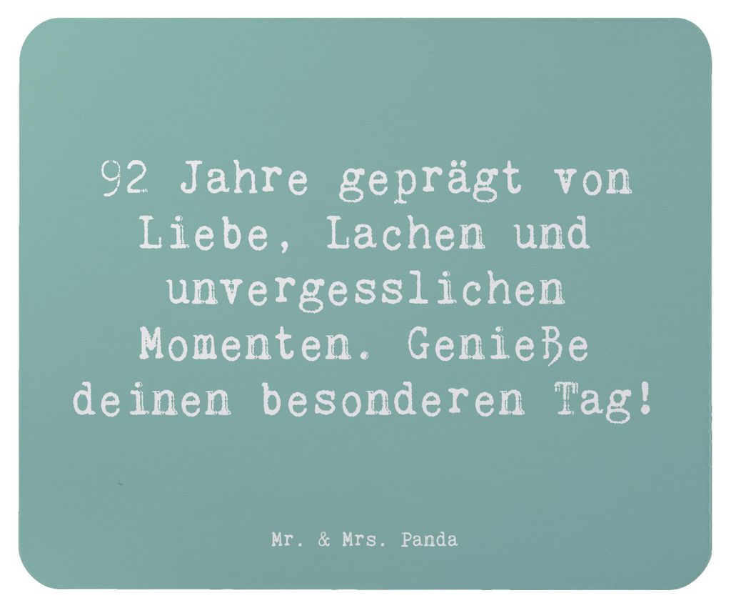 Mr. & Mrs. Panda Mousepad Spruch 92. Geburtstag - Meeresbrise - Geschenk, pc mausunterlage, Mauspad, laptop, Happy Birthday, feiern, Mouse Pad, bes...