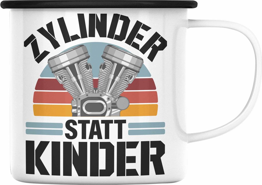 Trendation - Tuner Emaille Tasse Geschenke Autotuner Geschenkidee Autoliebhaber Emaille Tasse für Männer Autofan Emaille Emaille Tasse (Schwarz)
