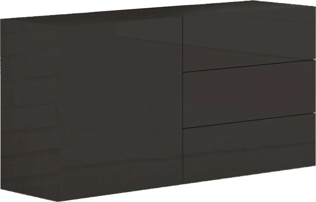 Buffet Bienvenue Noir Anthracite 110x40x35cm avec 3 Tiroirs Italy