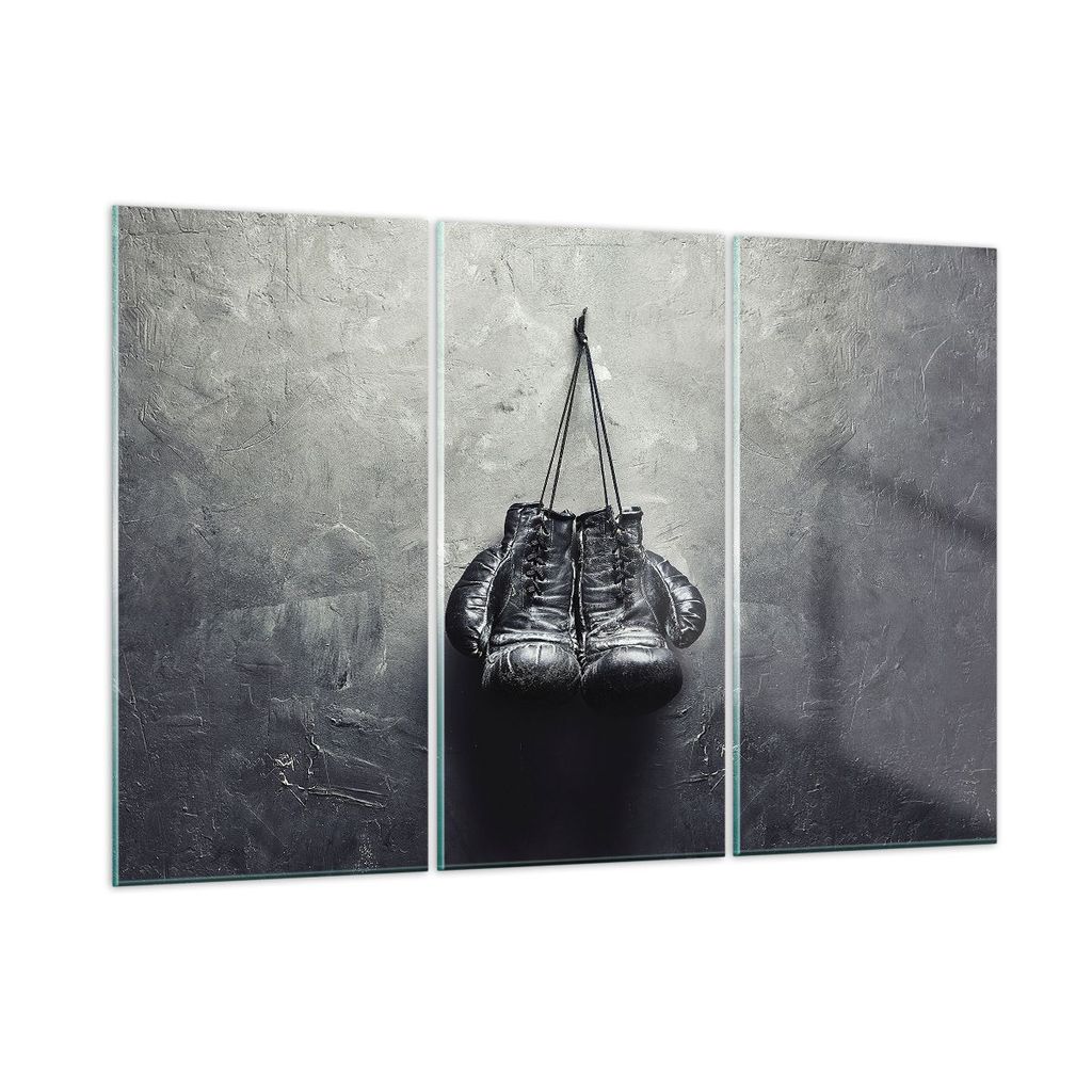 Bilder auf glas - 3 Teile - Box Handschuhe Symbol - 165x110cm - Glasbilder - Wandbilder - Bilder - zum Aufhängen bereit - Wanddekoration aus Glas ...