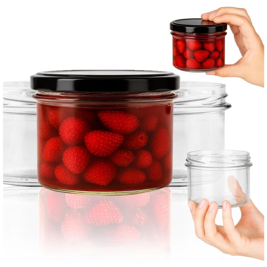 SuperButelki.pl - 10er Set Marmeladengläser 235 ml mit Schraubverschluss Ø 82 mm, Set mit 0,235 l Deckel, für Konserven, Eingelegtes Set mit 0,2...