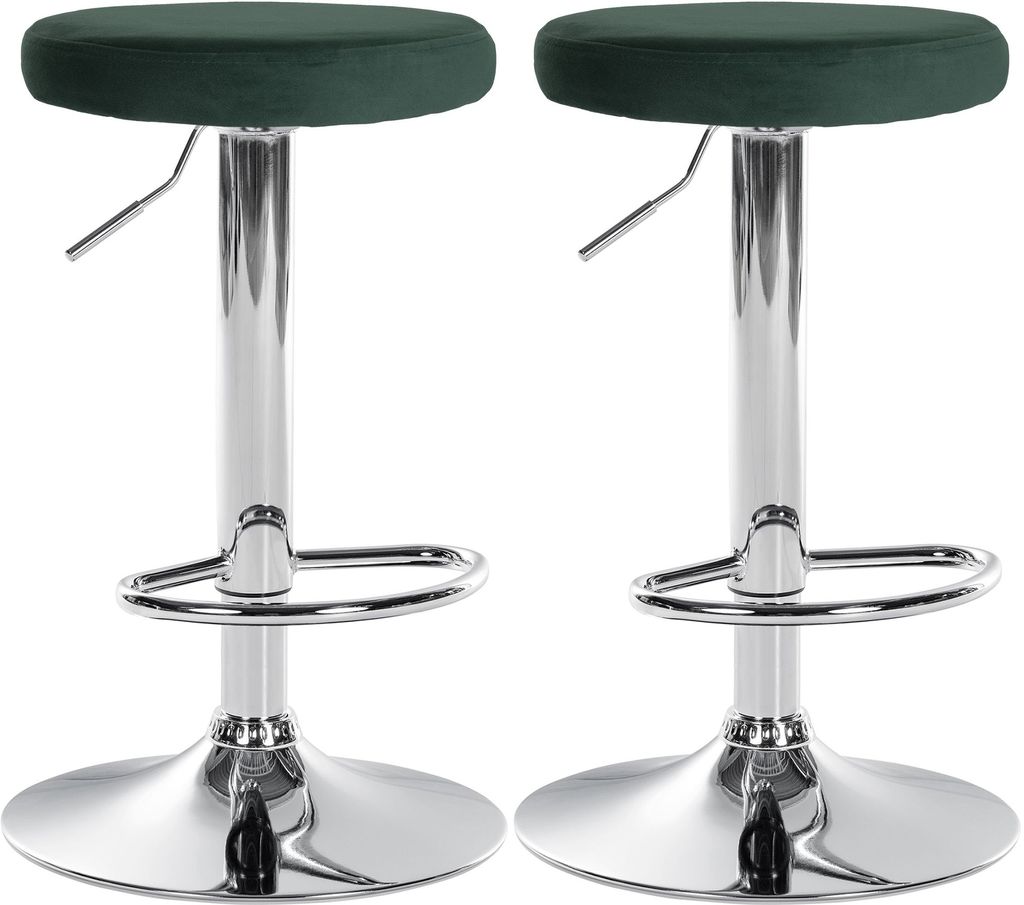 CLP 2er Set Barhocker Ponte Samt höhenverstellbar und drehbar grün Material Gestell Metall in Chromoptik
