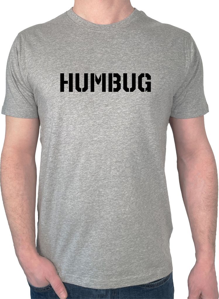 Huuraa Herren T-Shirt Humbug Schriftzug XXL Sport Grey Bio Baumwolle Fairtrade Herrenshirt Geschenkidee
