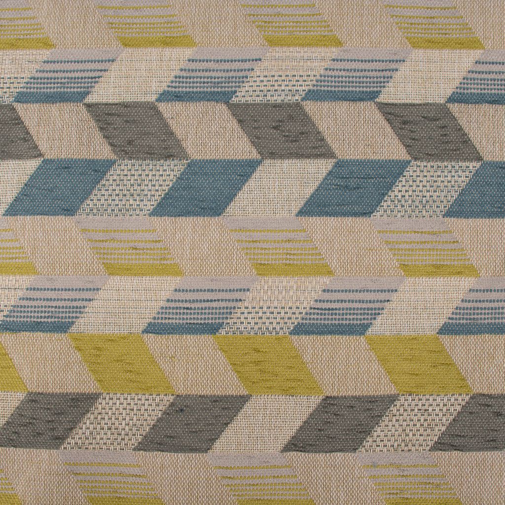 Polsterstoff Dekostoff Flachgewebe Mira Rechtecke schräg beige blau