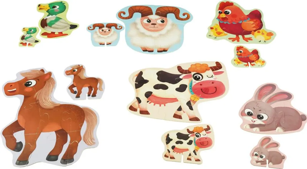 Puzzle 6 en 1 pour Enfants Animaux de Ferme à la Campagne avec Boîte