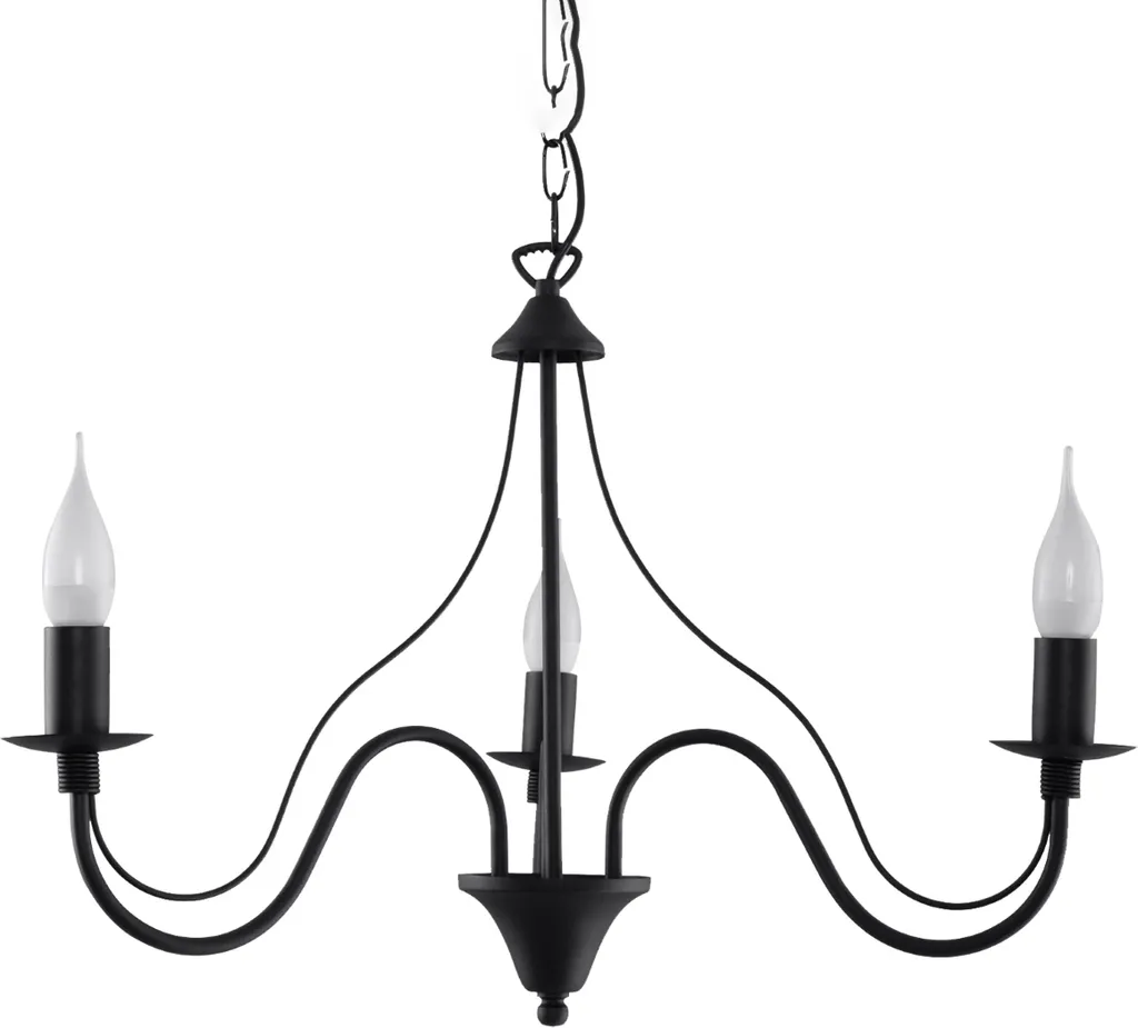 Lampadario Minerwa 3 Nero Sollux Lighting E14 Acciaio 80x60cm