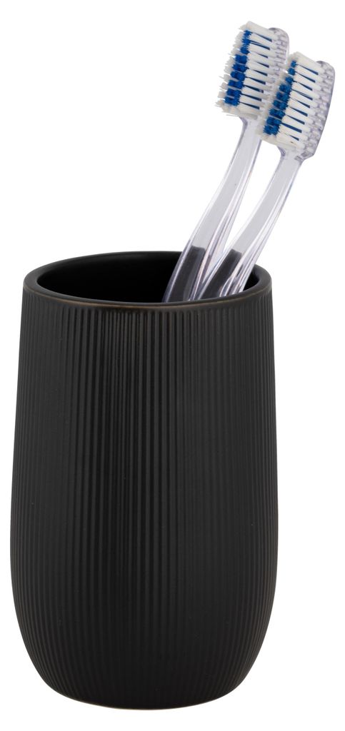 WENKO Zahnputzbecher FABLO schwarz DH 8x12 cm schwarz Produktbild 