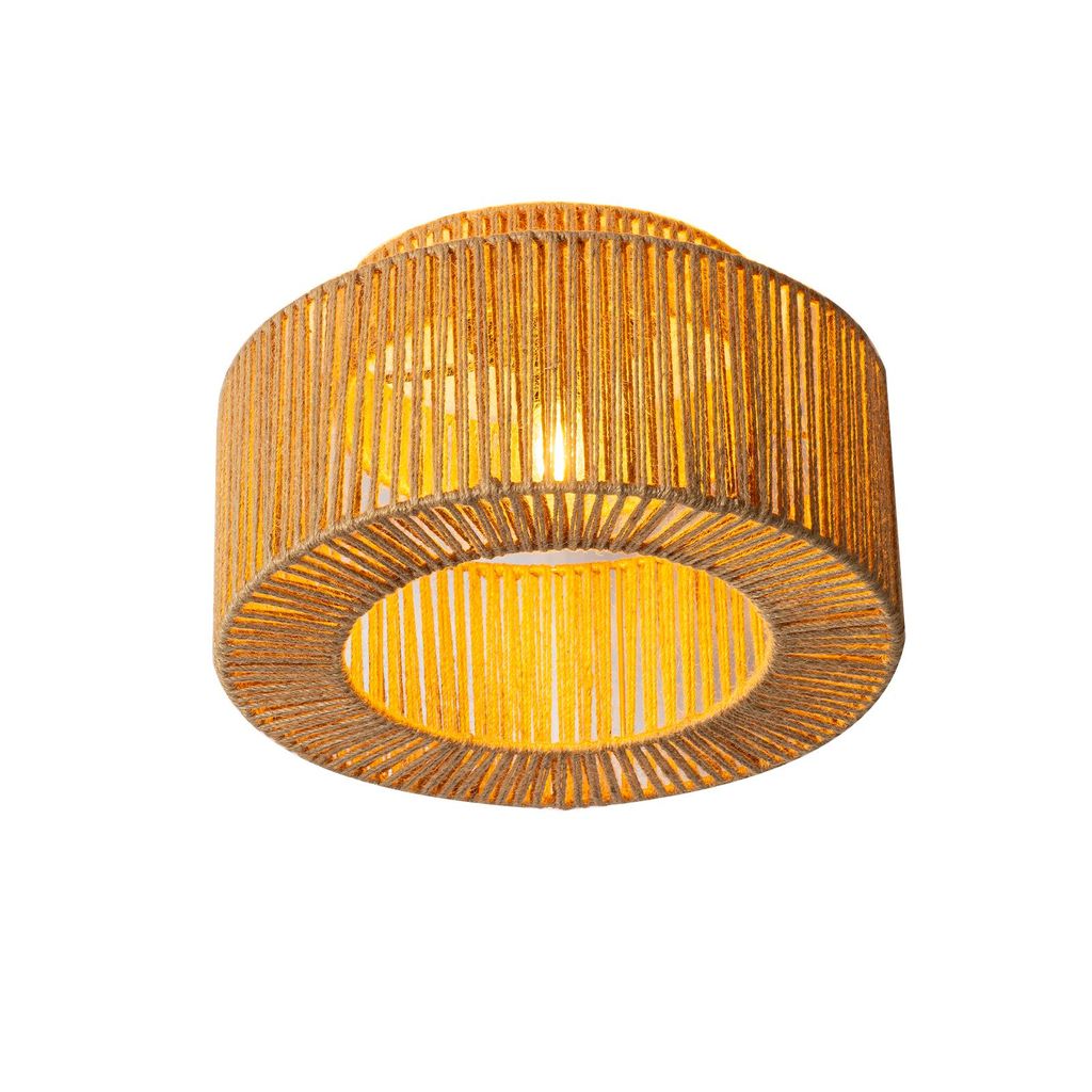 Deckenleuchte Ø40 cm aus natürlichem Juteseil, handgefertigtes Design, rustikaler Bohème-Stil