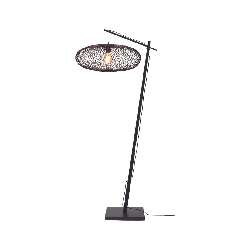 GOOD&MOJO - Stehleuchte Cango - Bambus Schwarz/Schwarz - 80x60x176cm für Wohnzimmer, Schlafzimmer