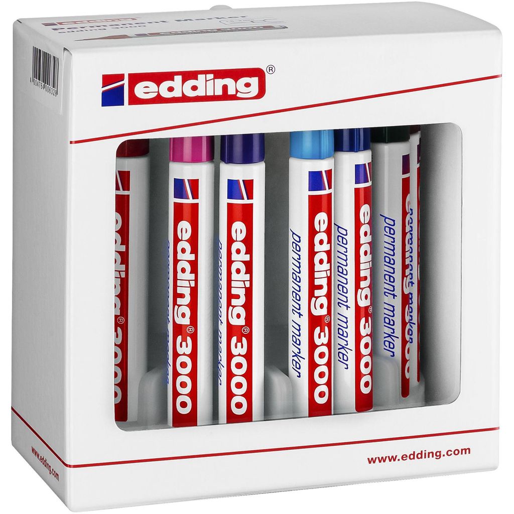 Edding 3000, Schwarz, Blau, Braun, Grün, Pink, Rot, Produktbild 