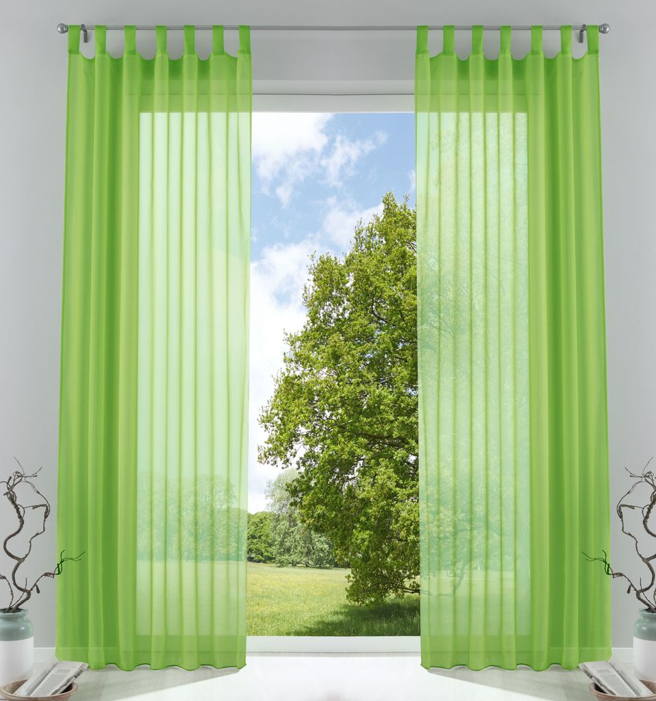 2er-Pack Gardinen Transparent Vorhang Set Wohnzimmer Voile Produktbild 