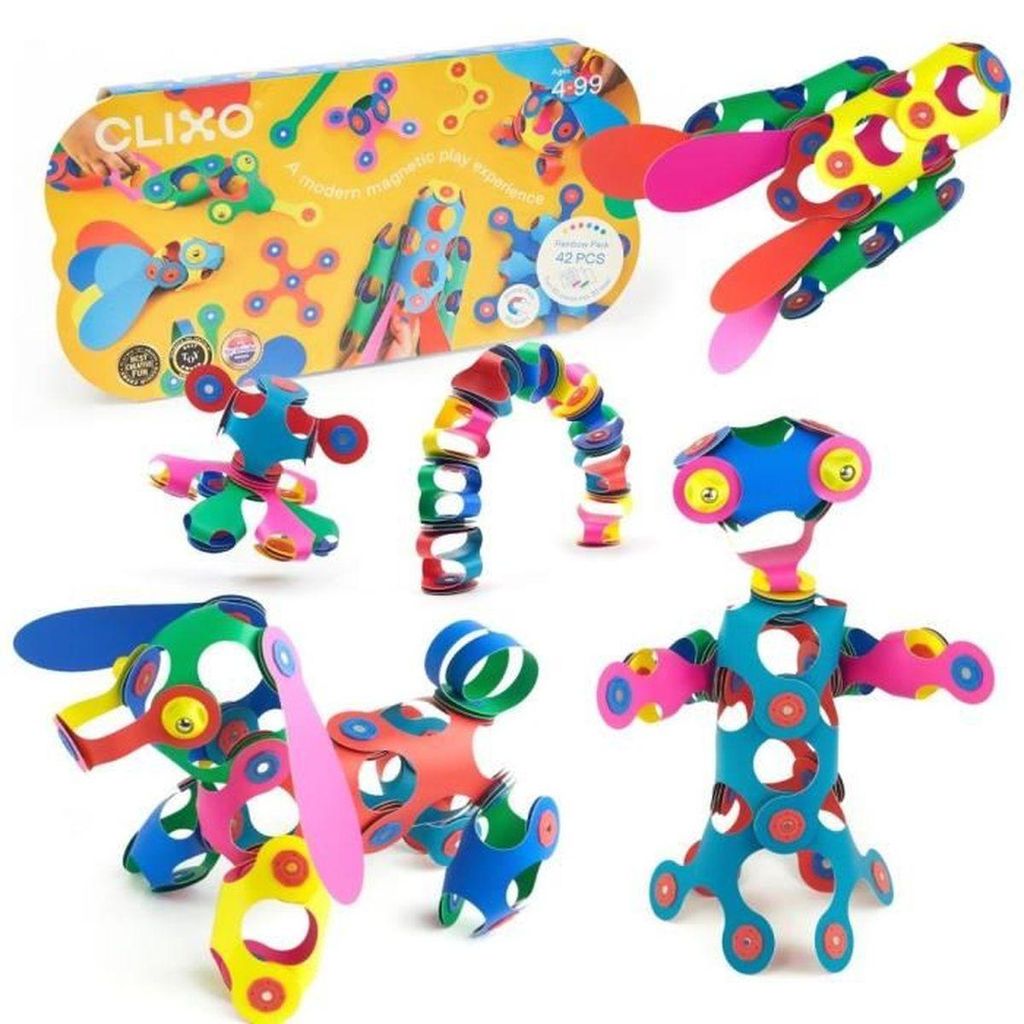 Clixo magnetisches Bauspiel - Regenbogen (42 Teile) Produktbild 