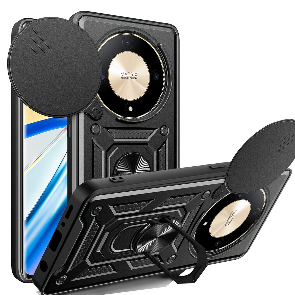 Outdoor Panzer Hülle Honor Magic 6 Lite Handyhülle Slide Kameraschutz Ringhalter Schwarz