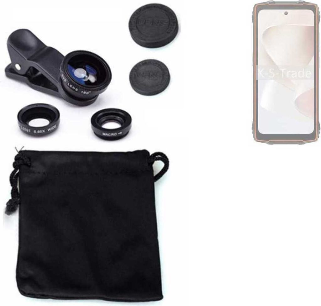 K-S-Trade Smartphone Kamera Linsen Set Kompatibel mit Blackview Oscal Pilot 2 3in1 Clip-On Kamera Adapter Macro Weitwinkel FishEye Fischauge Objektiv