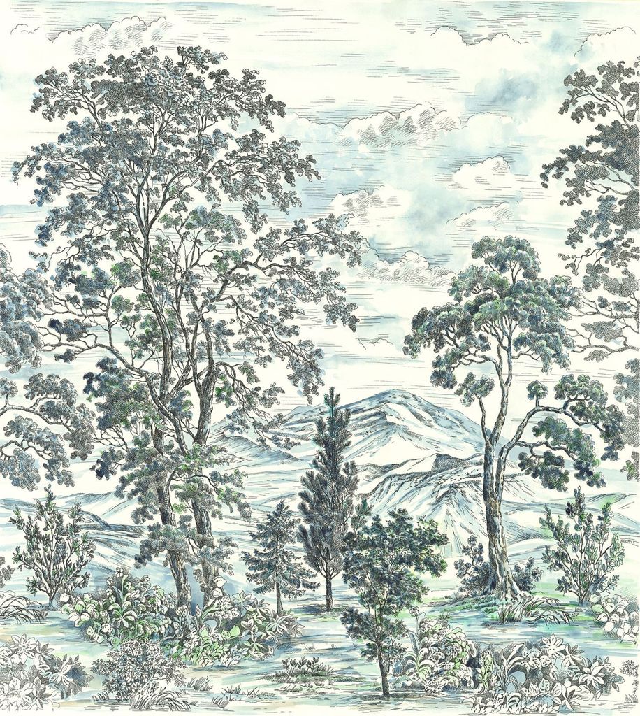 Sanders & Sanders Fototapete Wald Blau und Grün 250 x 280 cm