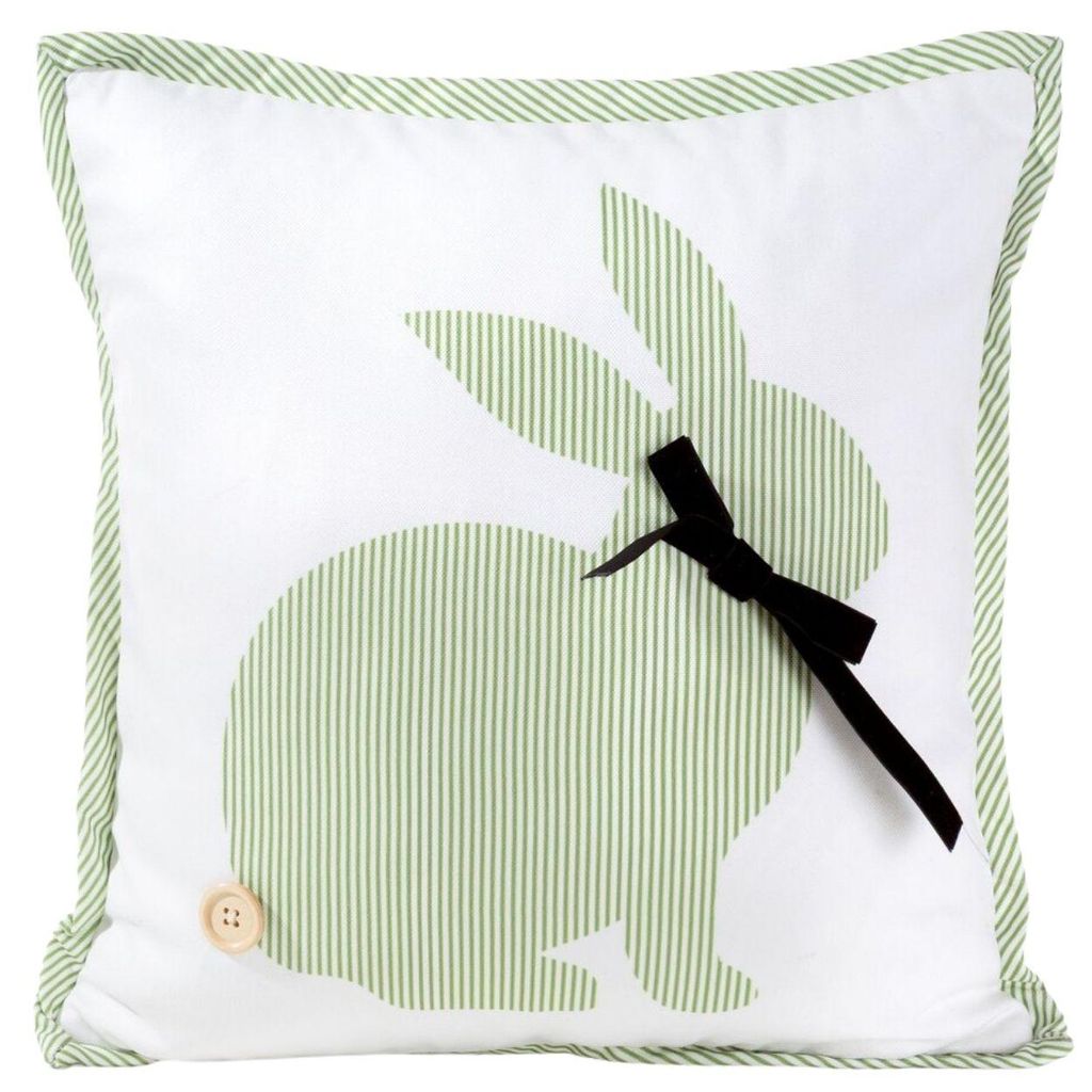 EUROFRIANY | Kissenbezug - Dekokissenbezug - 45x45cm - grün weiß - Osterhase - Kopfkissenbezug - Ostern
