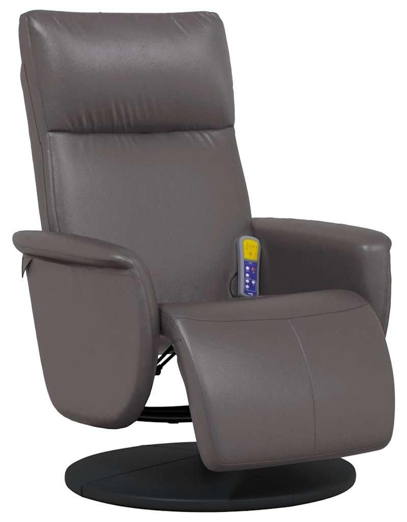 vidaXL Massagesessel mit Fußteil Grau Kunstleder