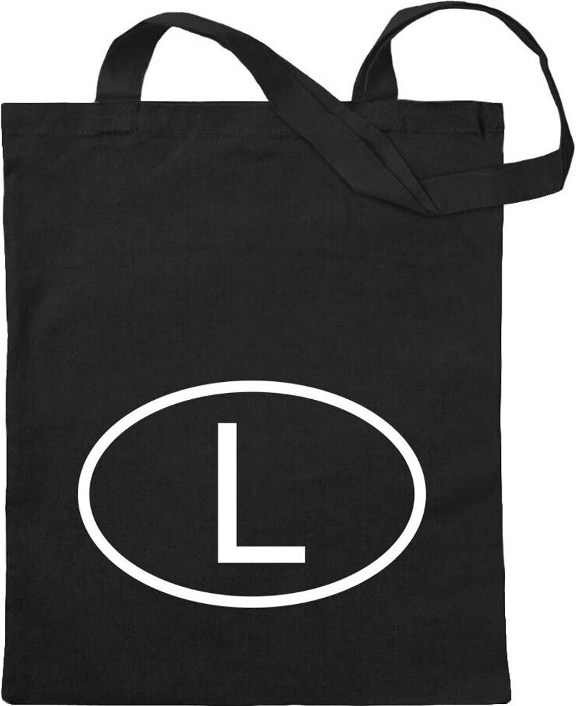 Kiwistar - Baumwolltasche - schwarz - Luxemburg L - Tragetasche Stoffbeutel Umhängetasche langer Henkel
