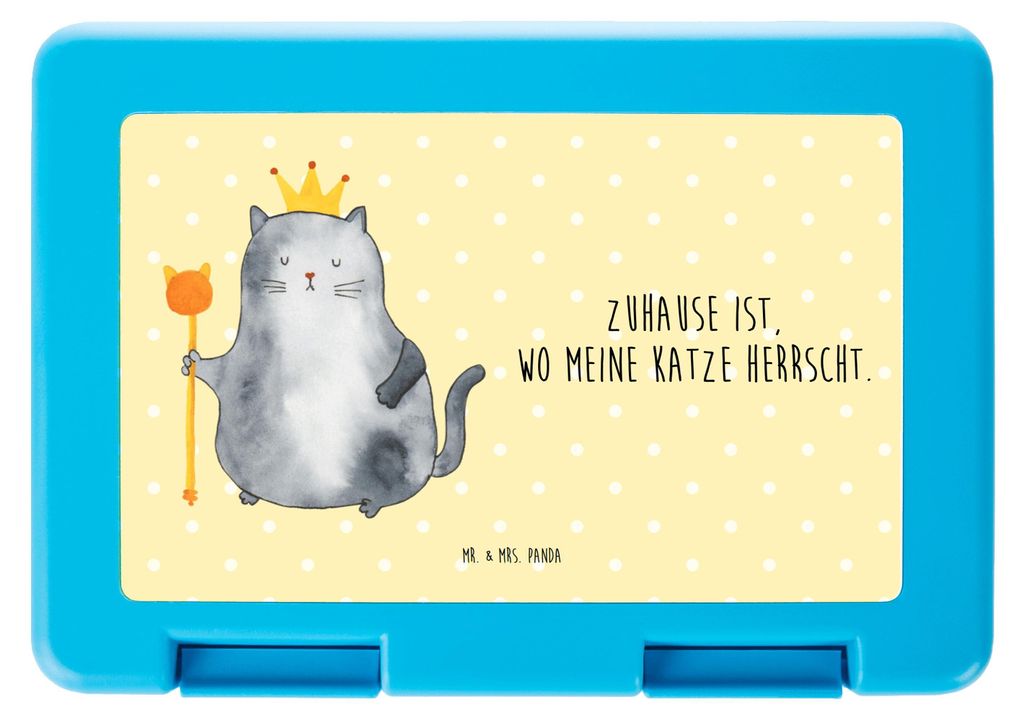 Mr. & Mrs. Panda Snackbox Katze König - Gelb Pastell - Geschenk, Brotbehälter, Haha, Katzen, Wohnung, Witzig, Essensbox, Cat, Bento Box, Bentobox...