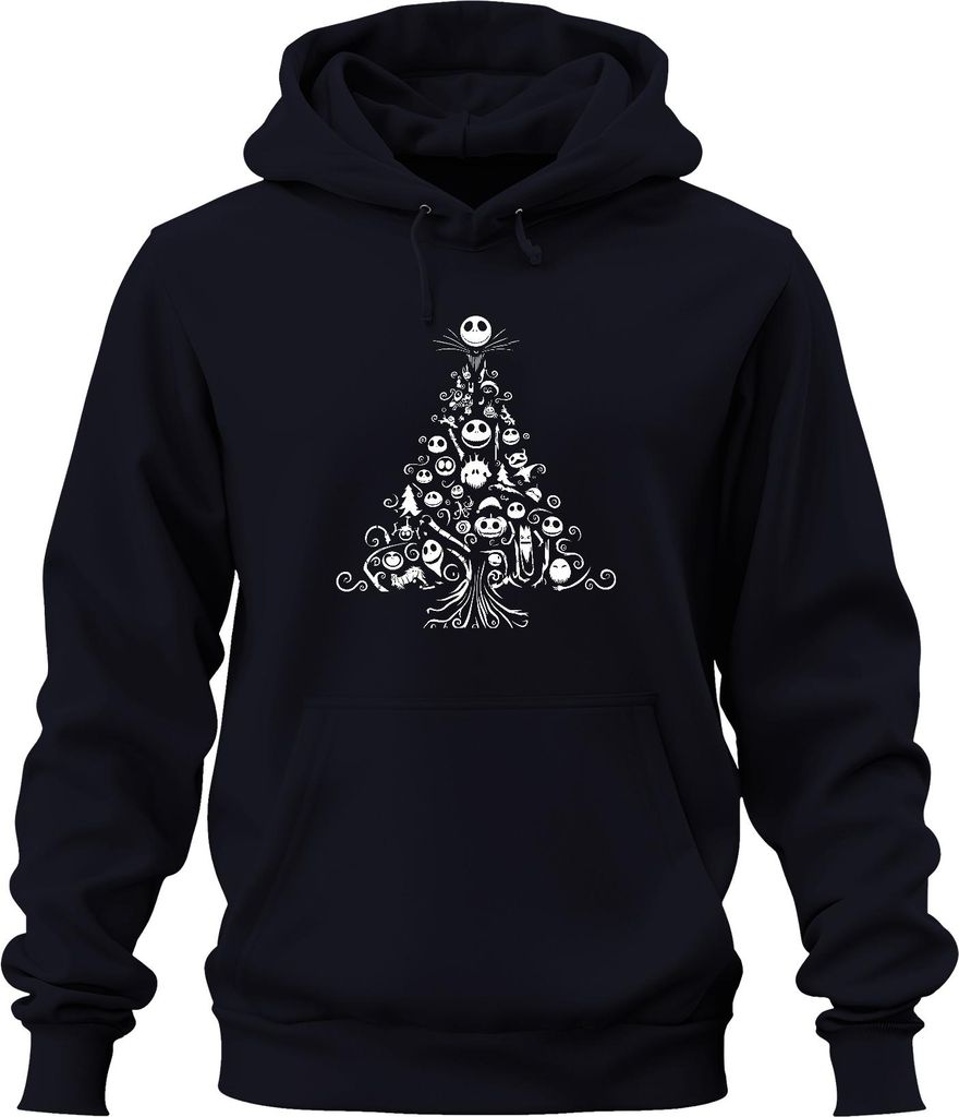 Nightmare before Christmas Weihnachtsbaum - Weihnachten Weihnachtsgeschenk Uni Hoodie Kapuzenpullover, Navy, XL