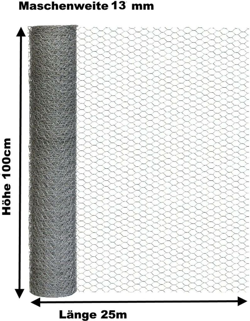 Hasen-zaun verzinkt 100cm x 25m Sechseck-draht Volieren Produktbild 