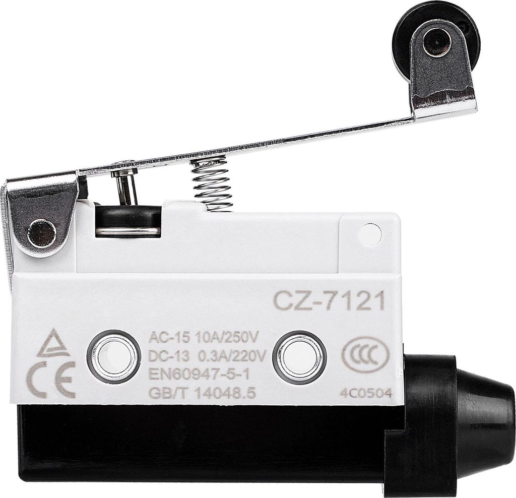 CNTD CZ-7121 Horizontaler Selbstzurückstellender Mikroschalter mit Langem Rollenhebel – 10A 250VAC Limit Schalter, IP66