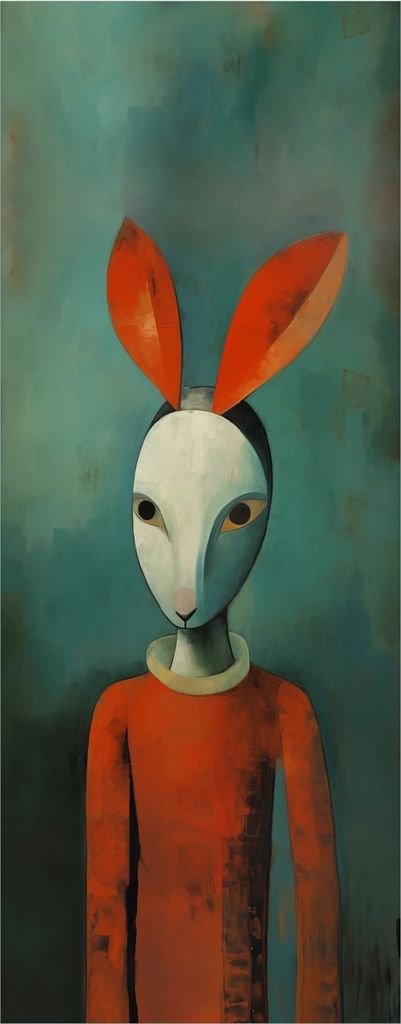 Wallario Premium Glasbild, freischwebende Optik, kräftige Farben, Größe 125 x 50 cm Motiv Das Hasenporträt