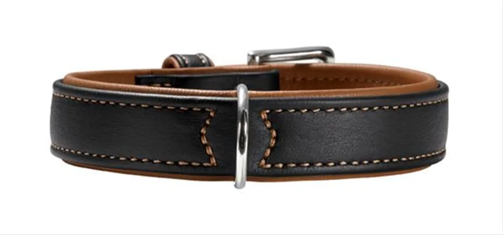 Collier en cuir d'élan souple Hunter Canadian noir et cognac 33-39 cm