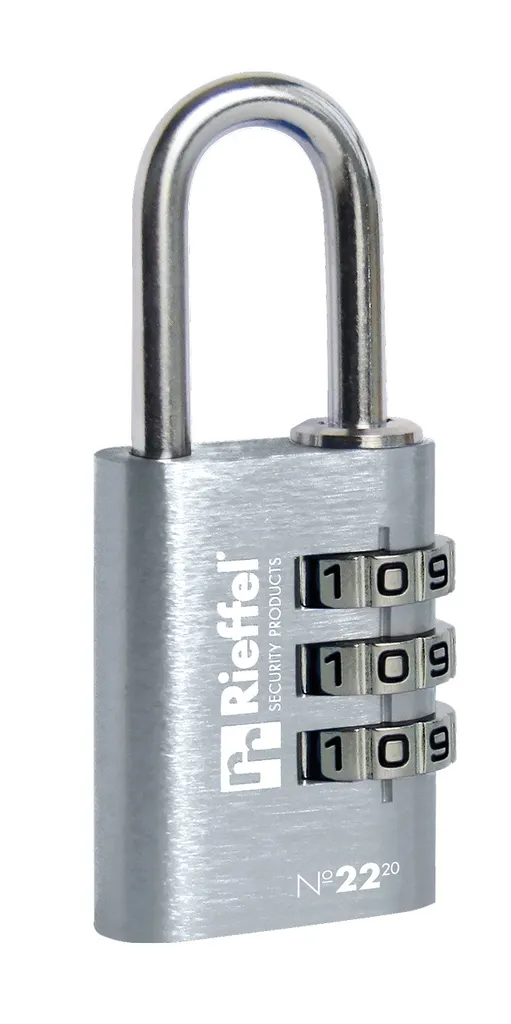 Cadenas Rieffel 20mm en aluminium à code chiffré argenté robuste
