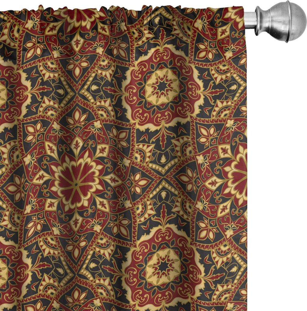 ABAKUHAUS Türkisch-Muster Vorhänge, Gardinen, Byzantinische alte Verzierung in den dunklen Farben stilisierte mittelalterliche Mosaiken, 2 Stück...