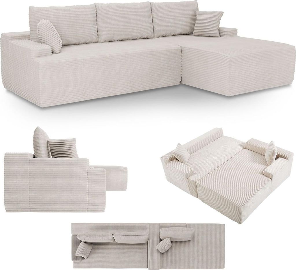 Juskys Sofa Coredo - Beige, moderne Couch aus Cord mit Produktbild 