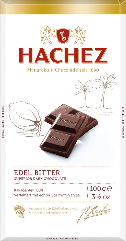Hachez Bitter Tafel Edel Bitter dunkle Schokolade Inhalt 100g