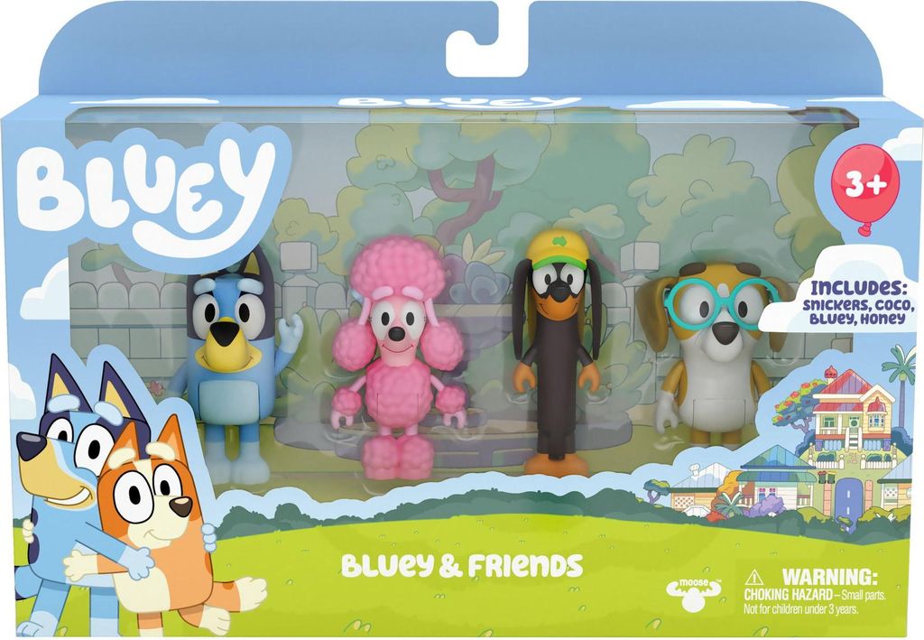 Set di figure Bluey Friends - 4 personaggi unici con cui Immagine del prodotto 