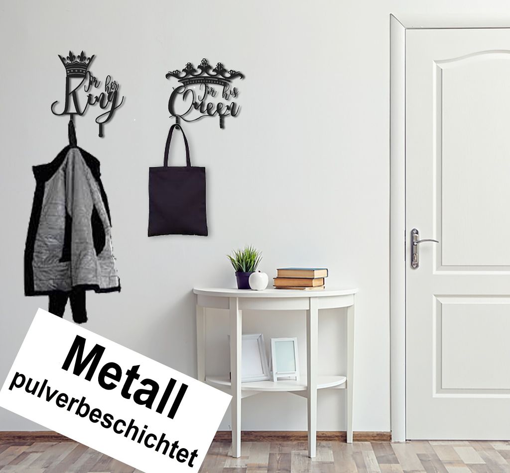 2er Set Design 3D Garderobe Kleiderhaken 35 x 40 cm King Queen Deko Wanddeko Archtwain Studio Design Industrie Look