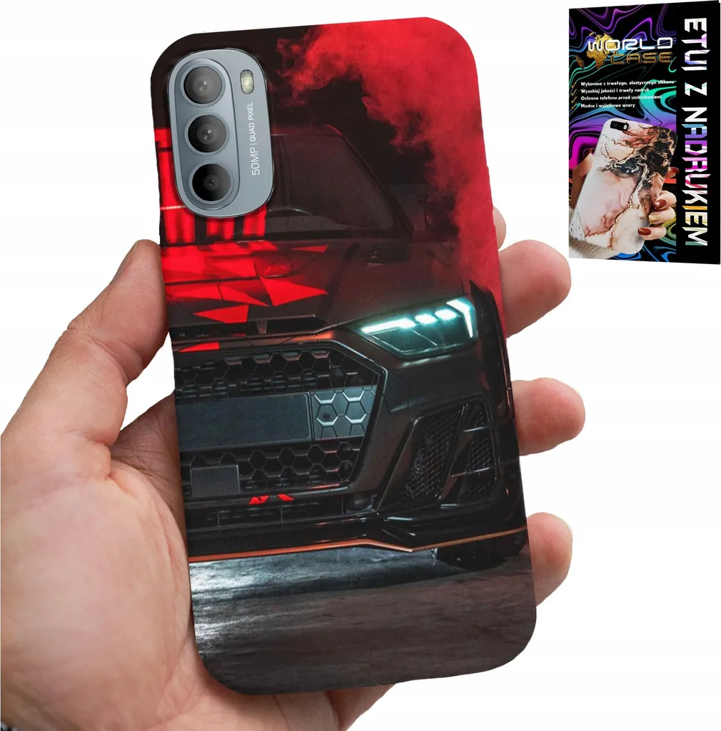 Cover Moto G82 G52 Design Auto Fan + Pellicola Vetro Protettiva