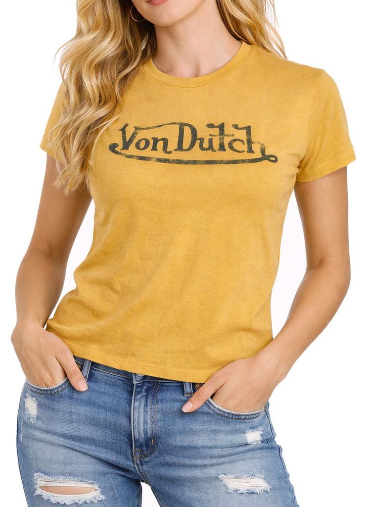 Von Dutch Damen T-Shirt aus 100% Baumwolle mit Logoprint