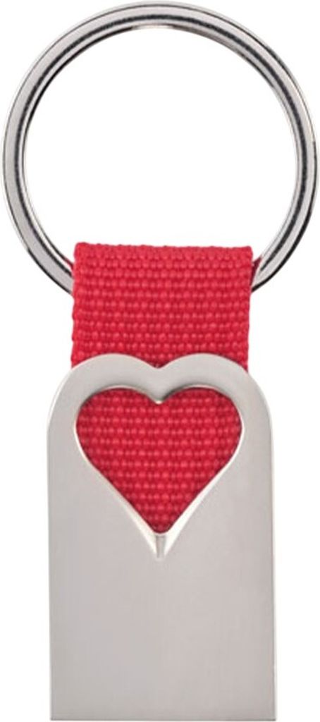 MidOcean - "Bonheur" Metall Schlüsselanhänger Herz MO324 (0,6 cm x 5,5 cm x 2,5 cm) (Rot)