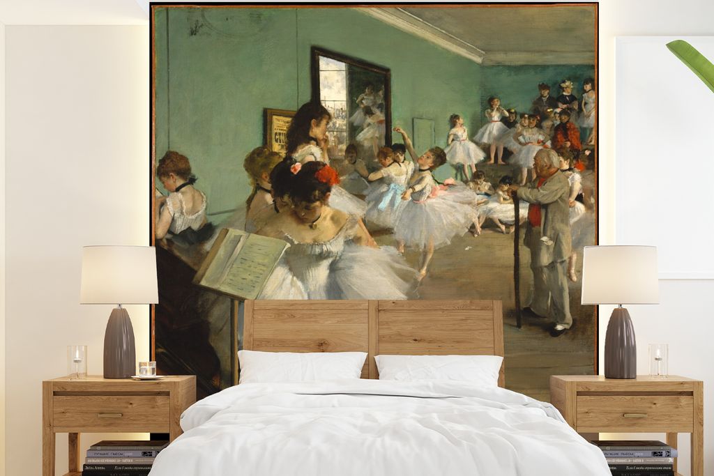 MuchoWow Fototapete für Wohnzimmer oder Schlafzimmer Wandtapete Vinyl Motivtapete Die Ballettklasse - Gemälde von Edgar Degas - 240x260 cm - Ta...