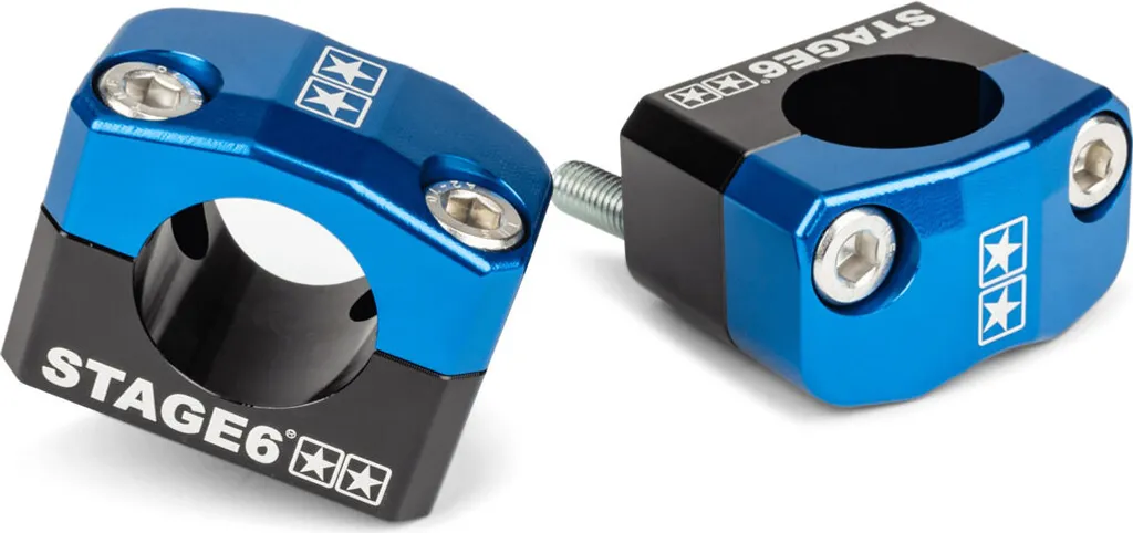 Pontets de Guidon Stage6 en Aluminium CNC Bleu de 22mm vers 28.6mm Universel