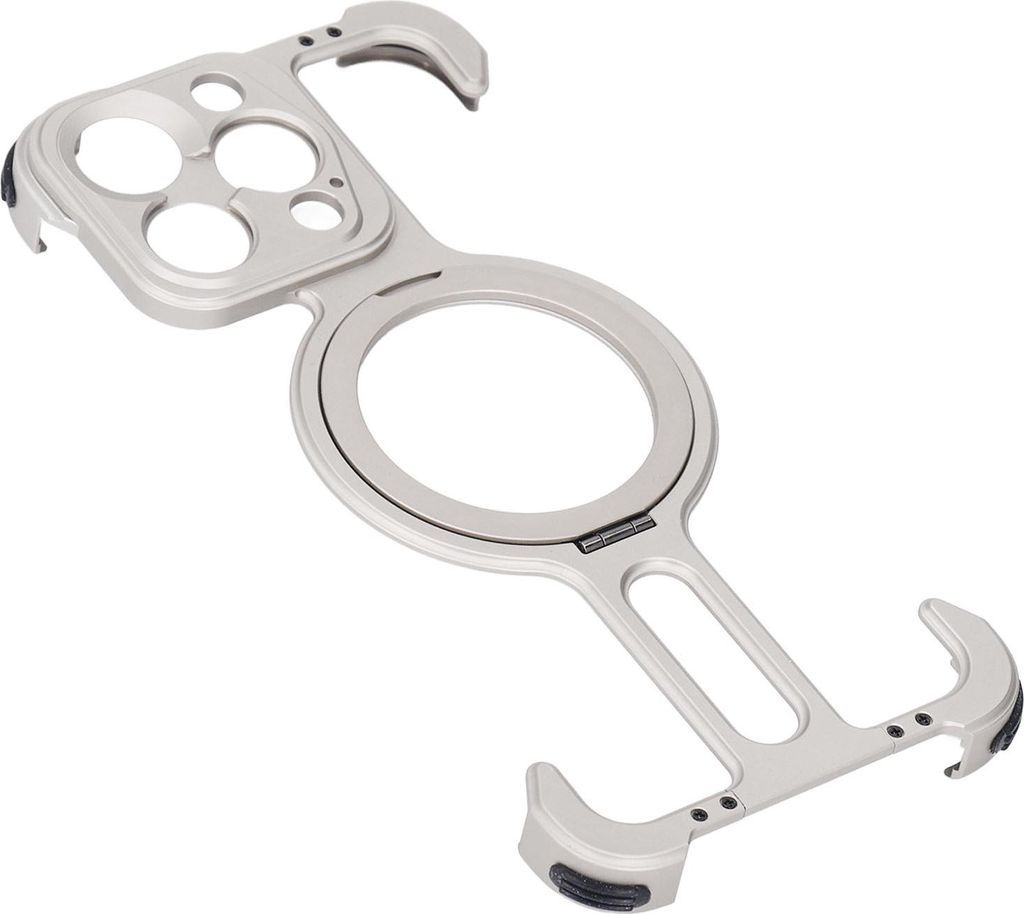 Rahmenloses Metallgehäuse, Stoßdämpfung, 17 mm Gewinde, dünne, schlanke Schutzhülle mit Ständer für iOS Phone 15pro
