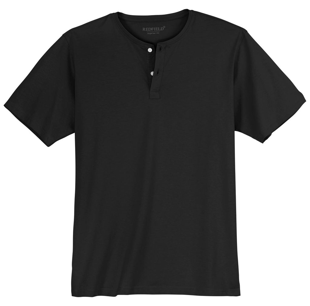 Redfield Übergrößen T-Shirt schwarz Knopfleiste Produktbild 