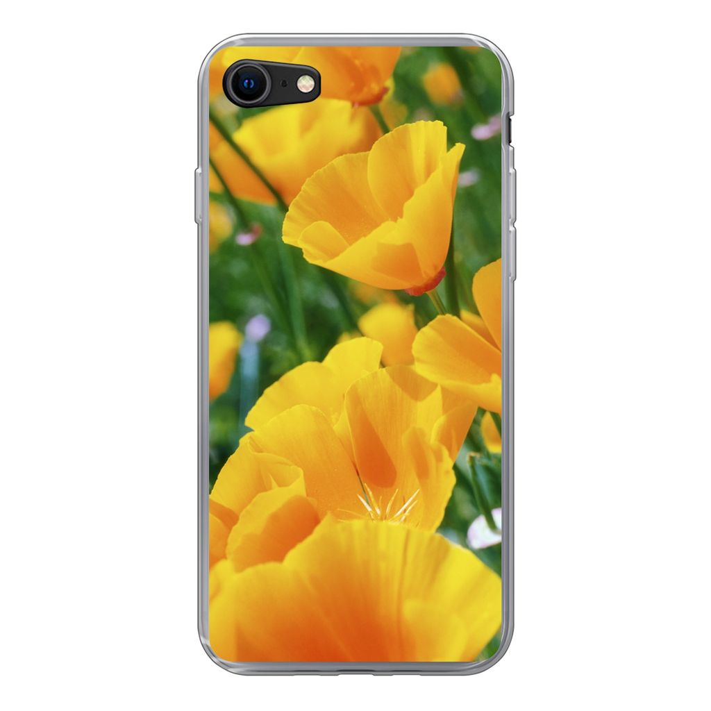 MuchoWow Handyhülle Schutzhülle Hülle für iPhone 8 Blumen - Garten - Orange Silikon Softcase Handy Hülle - Schutzhaube